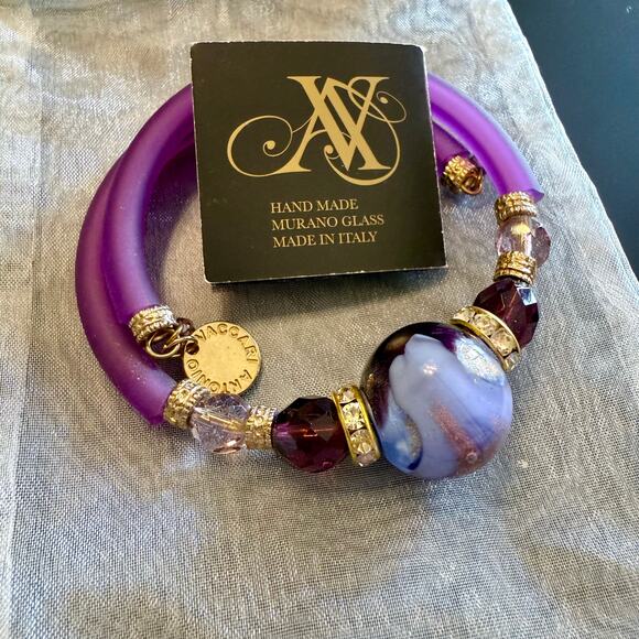 Antonio Vaccari Jewelry - Antonio Vaccari Italian Murano Glass Purple Wrap Bracelet